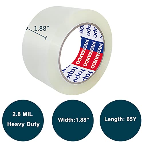 PROMAXCO Heavy Duty Packing Tape 6 Rolls, Total 390Y, Clear, 2.8 mil, 1.88 inch x 65 Yards, Ultra Strong, Refill for Packaging and Shipping - Image 2